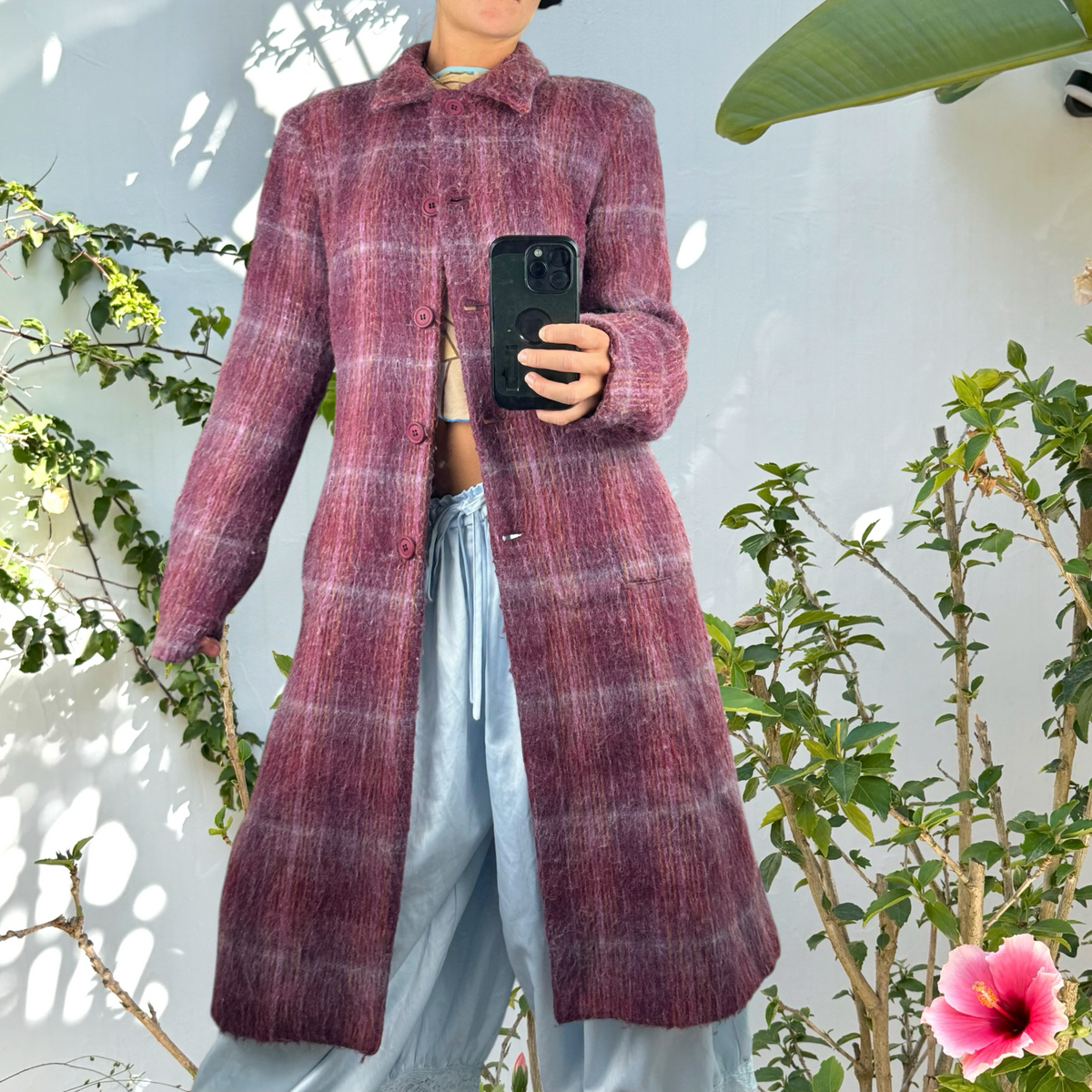 Vintage Long wool purple trench coat