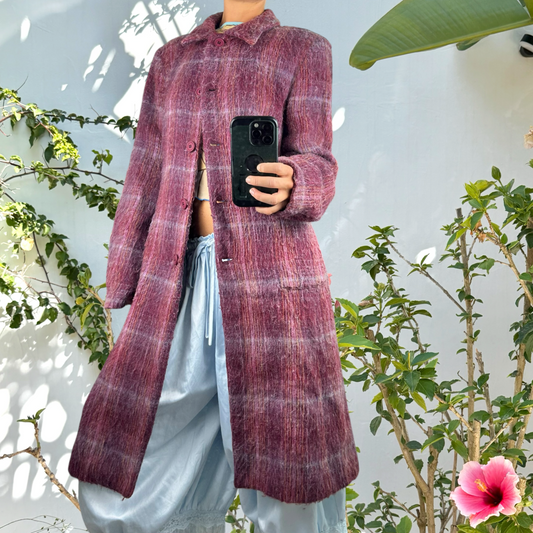 Vintage Long wool purple trench coat
