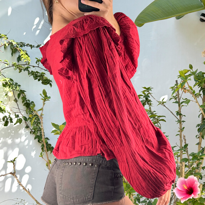 Chemisier rouge en coton doux