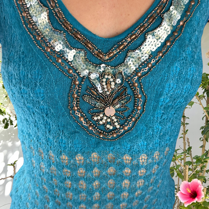 Vintage beaded mohair long sleeve top