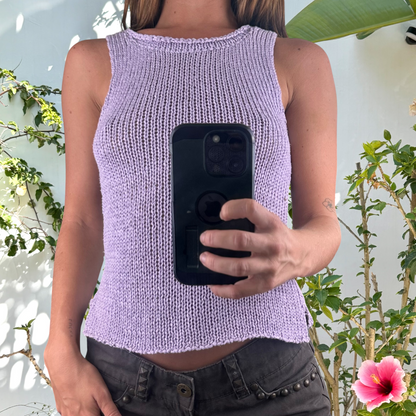 Vintage purple crochet knit tank top