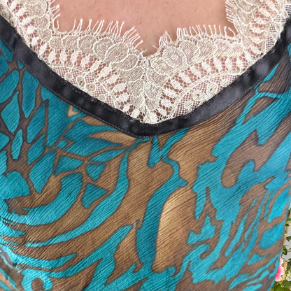 100% silk turquoise cami top