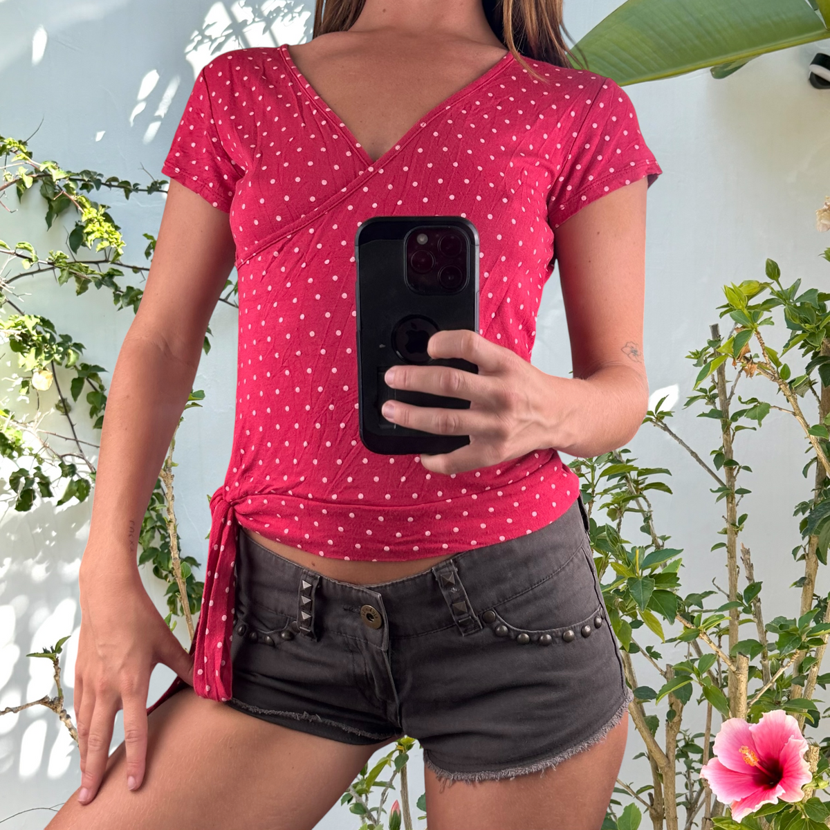 Vintage cotton polka dot cami top
