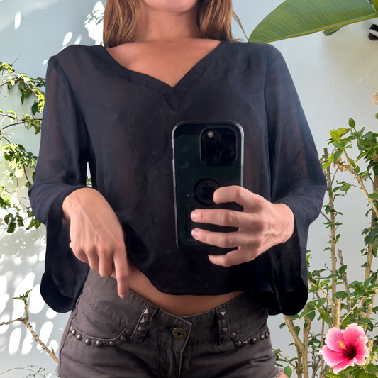 Vintage semi sheer wide sleeve top