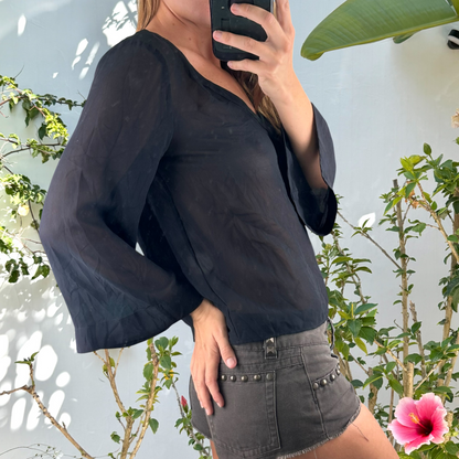 Vintage semi sheer wide sleeve top