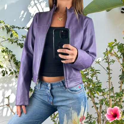 Y2K faux leather purple jacket