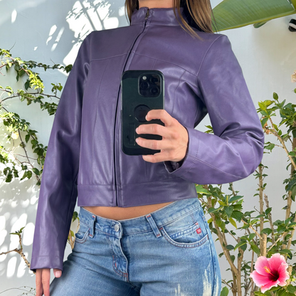 Y2K faux leather purple jacket