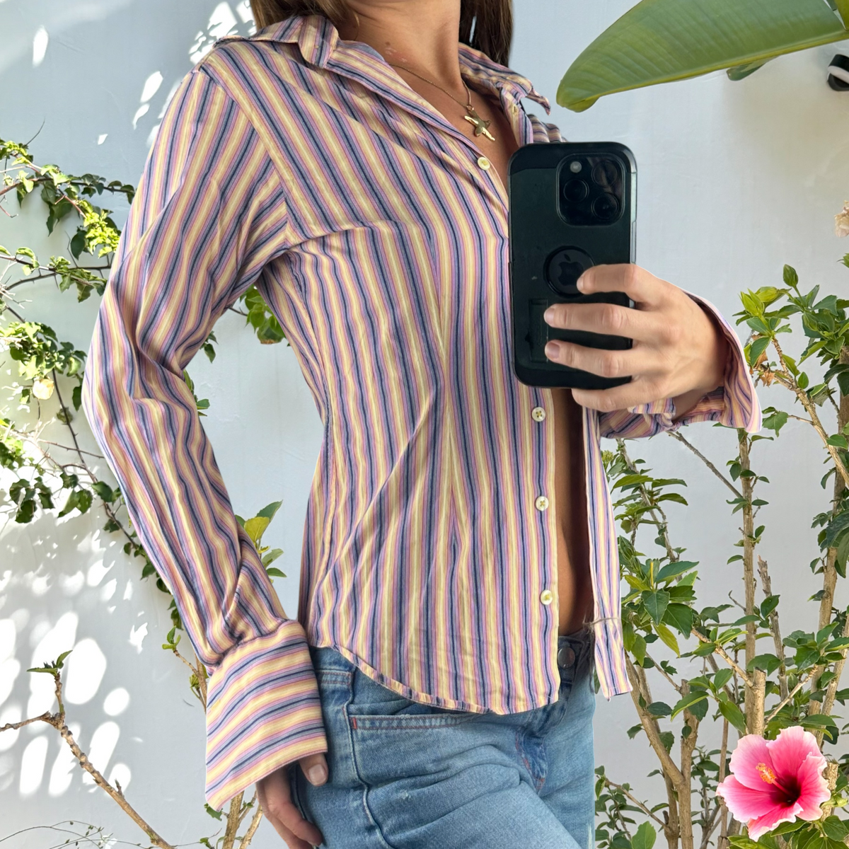 Soft vintage slimming striped shirt
