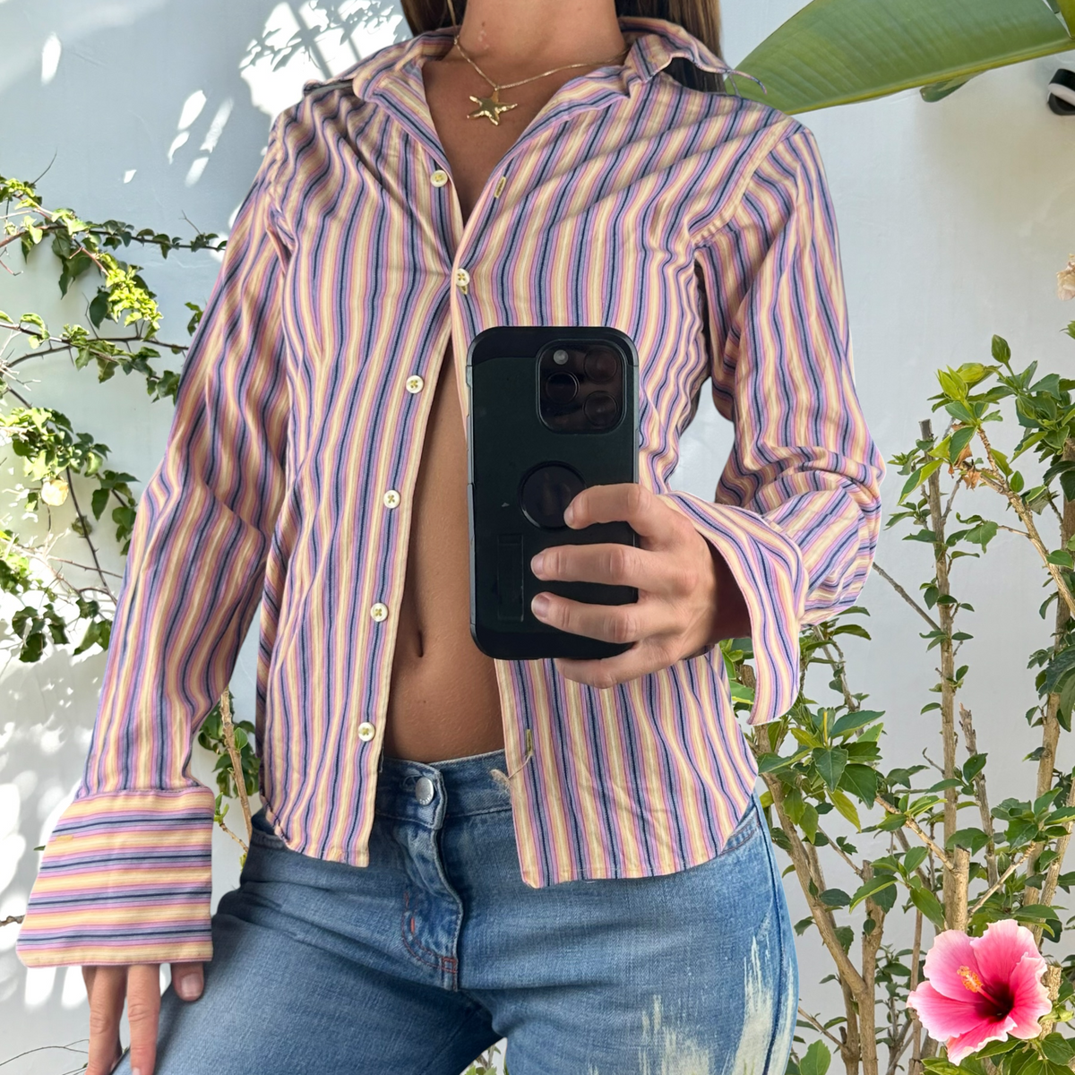 Soft vintage slimming striped shirt
